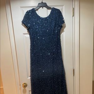 Long blue sequin gown